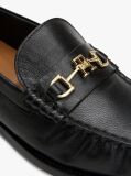 Black Leather Horsebit Loafers  Women