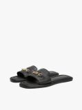 Black Leather Horsebit Mules  Women