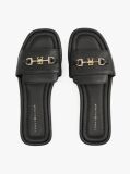 Black Leather Horsebit Mules  Women