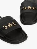 Black Leather Horsebit Mules  Women