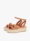 Brown Leather Embossed Espadrilles  Women