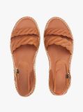 Brown Leather Embossed Espadrilles  Women