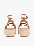 Brown Leather Embossed Espadrilles  Women