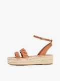 Brown Leather Embossed Espadrilles  Women