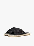 Black Satin Espadrille Mules  Women