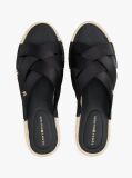 Black Satin Espadrille Mules  Women
