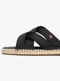 Black Satin Espadrille Mules  Women
