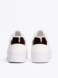 White Leather Flatform Court Trainers  Women