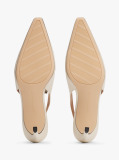 Beige Leather Pointed Toe Slingback Heels  Women