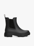 Black Rubberised Flag Cleat Rain Boots  Women