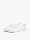 White Canvas Flag Embroidery Trainers  Women