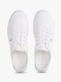 White Canvas Flag Embroidery Trainers  Women
