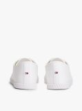 White Canvas Flag Embroidery Trainers  Women
