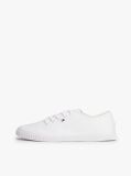 White Canvas Flag Embroidery Trainers  Women