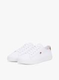White Canvas Metallic Heel Trainers  Women