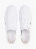 White Canvas Metallic Heel Trainers  Women