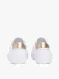 White Canvas Metallic Heel Trainers  Women