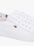 White Canvas Metallic Heel Trainers  Women