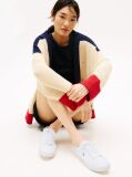 White Canvas Metallic Heel Trainers  Women
