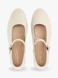 Beige Leather Mary Jane Ballerinas  Women