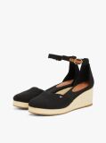 Black Canvas Espadrille Wedge Sandals  Women