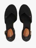 Black Canvas Espadrille Wedge Sandals  Women