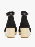 Black Canvas Espadrille Wedge Sandals  Women