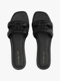 Black Leather TH Monogram Mules  Women