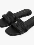 Black Leather TH Monogram Mules  Women