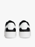 Black Leather Contrast Heel Platform Trainers  Women