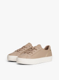 Beige Leather Chunky Sole Trainers  Women