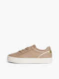 Beige Leather Chunky Sole Trainers  Women