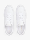 White Leather Embossed Cupsole Trainers  Women