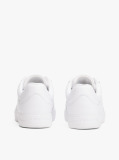 White Leather Embossed Cupsole Trainers  Women