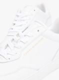 White Leather Embossed Cupsole Trainers  Women