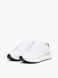 White Leather Gold-Tone Trim Fine Cleat Trainers  Women