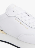 White Leather Gold-Tone Trim Fine Cleat Trainers  Women