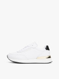 White Leather Gold-Tone Trim Fine Cleat Trainers  Women