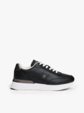 Black Leather Gold-Tone Trim Fine Cleat Trainers  Women