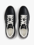 Black Leather Gold-Tone Trim Fine Cleat Trainers  Women