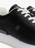 Black Leather Gold-Tone Trim Fine Cleat Trainers  Women