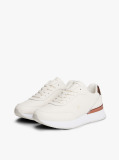 White Leather Gold-Tone Trim Fine Cleat Trainers  Women