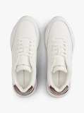 White Leather Gold-Tone Trim Fine Cleat Trainers  Women