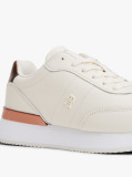 White Leather Gold-Tone Trim Fine Cleat Trainers  Women