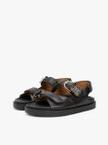 Black TH Monogram Leather Cleat Sandals  Women