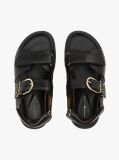 Black TH Monogram Leather Cleat Sandals  Women