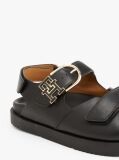 Black TH Monogram Leather Cleat Sandals  Women