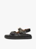 Black TH Monogram Leather Cleat Sandals  Women