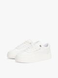 White Leather Platform Court Trainers  Women