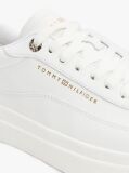 White Leather Platform Court Trainers  Women